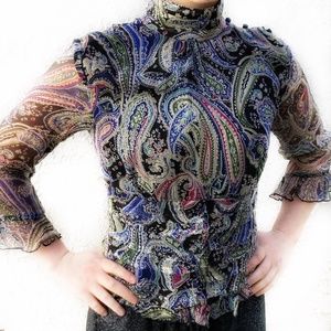 Paisley Ruffled Sleeve Blouse